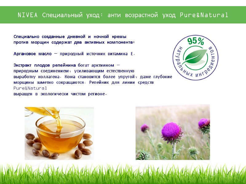 Специально созданные дневной и ночной кремы против морщин содержат два активных компонента:  Аргановое